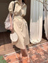 WANWAN Long Bottons Down Dress With Belt